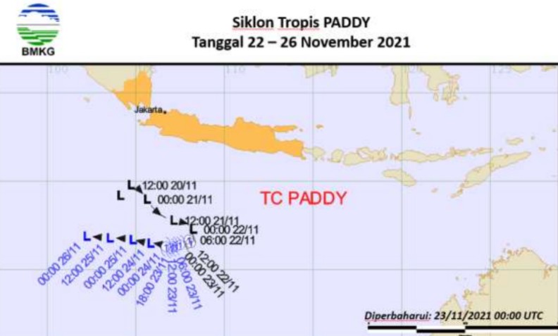 Siklon Tropis Paddy Picu Angin Kencang-Gelombang Tinggi